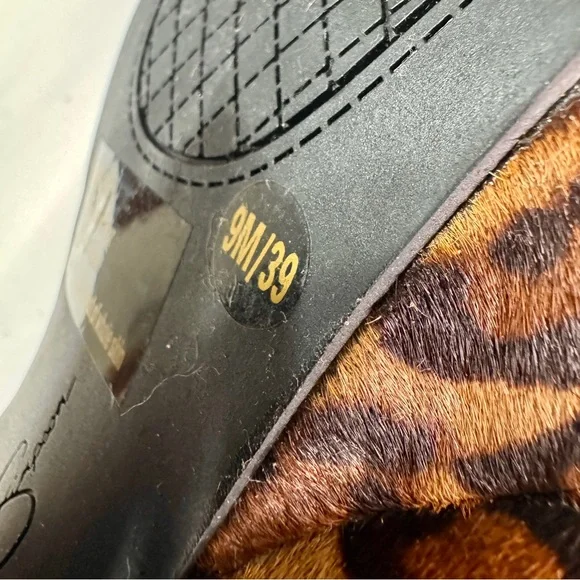 Jessica Simpson Leopard Print Platform Heels Open Toe - Real Cow Hair Fur - Picture 6 of 6